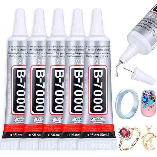 B7000 Jewelry Rhinestones Glue, Cludoo 5PCS B-7000 Clear Super Glue Transparent Industrial Adhesive for Phone Repair Jewelery Making Crafts Gem