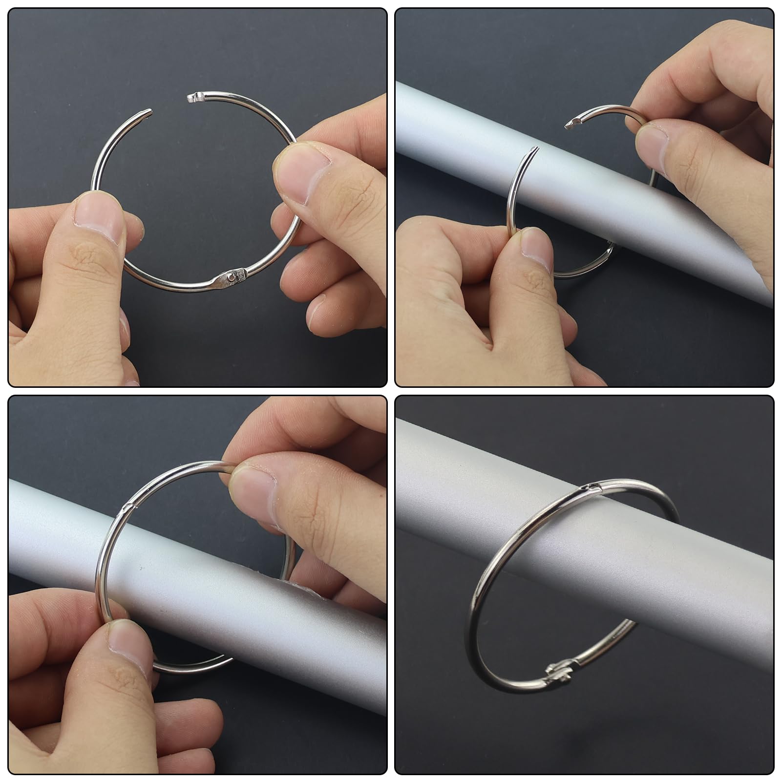 44 Pezzi 50mm Anello Rotundità Apribile Anelli con Scatola,Anelli rilegatura in Metallo,Anelli Tenda Doccia,Argento Acciaio Inox Anelli Portachiavi,per Documenti,Scuola