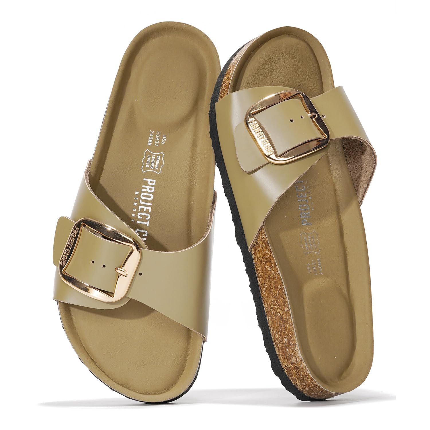 Project Cloud 100% Genuine Leather Sandals Women Dressy Beach Essentials Slides for Women Footwear - Lightweight with Memory Foam Insole Sandals for