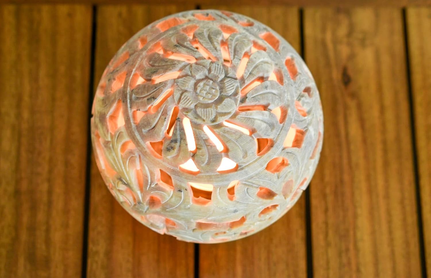 Tealight Candle Holder Soapstone Indian, Tea Candle Holder, Indian Artifacts, Indian Art, India handicrafts, Gift (4 inch Floral)