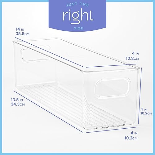 Miniatura 3 de primebox Paquete de 4 contenedores de plástico transparentes con asas para organizar cocina, despensa, refrigerador, congelador, despensa, armario,