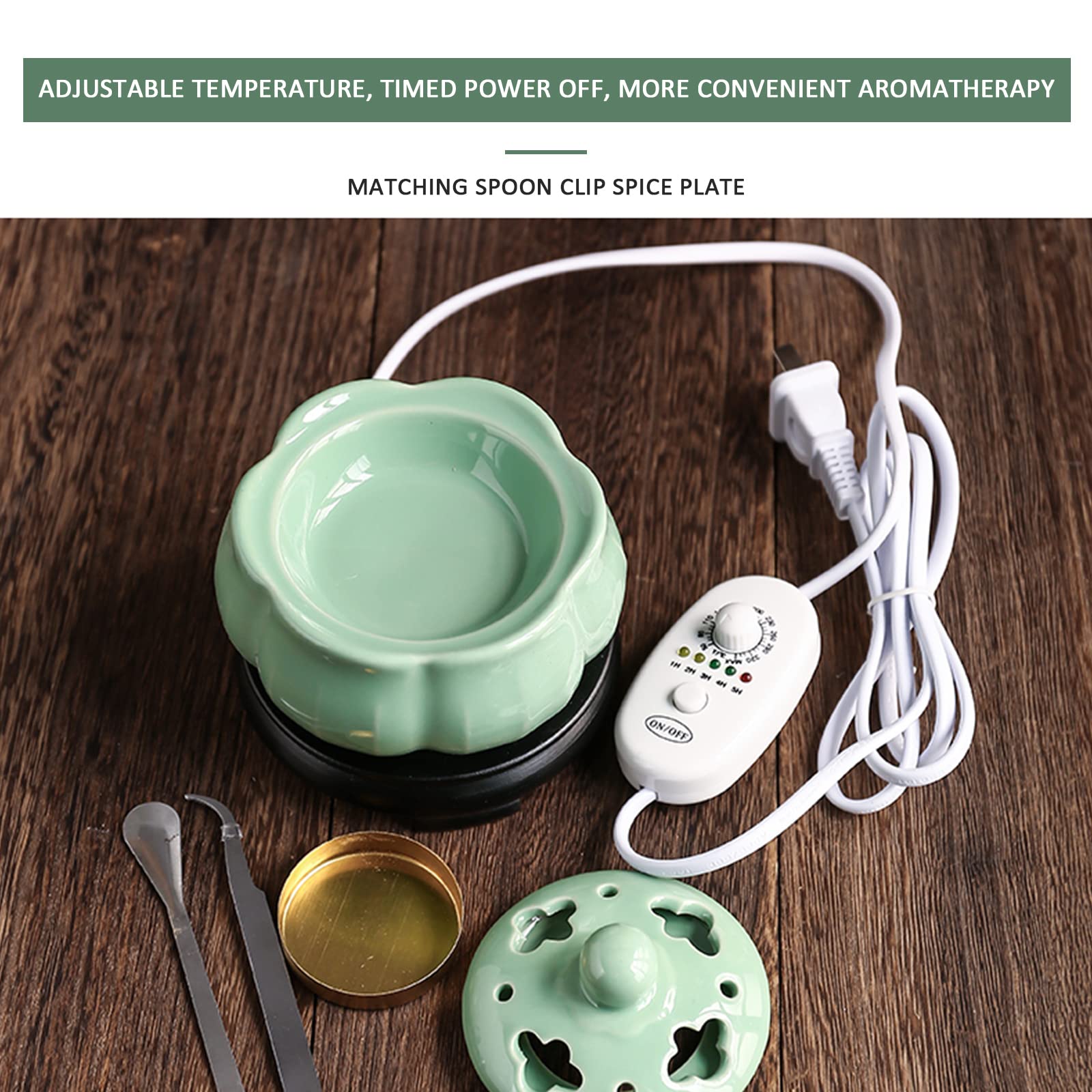 MIQXUAN Diffusore di Oli Essenziali,Forno per aromaterapia in Ceramica con Temperatura Regolabile,Resina di incenso di Legno di agar Home Office Camera da Letto Aromaterapia Regalo e Decorazione