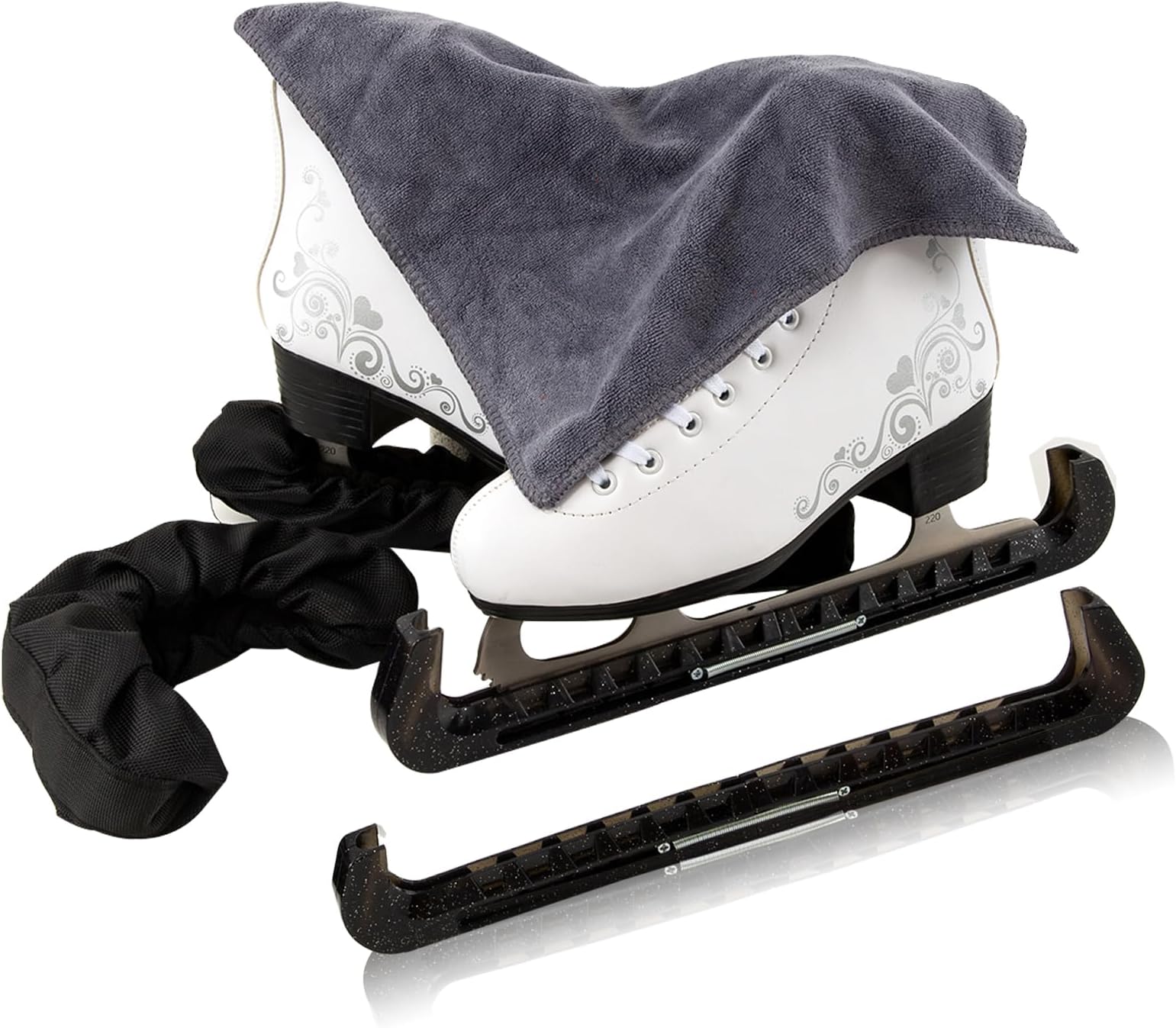 Qchengsan Skate Guards, Ice Skate Soakers & Towel Gift Set, Figure Hockey Ice Skate Guards, Skate Blade Covers,Skating Soakers Blades Cover for Kids Youth Adult Men Women Boys Girls