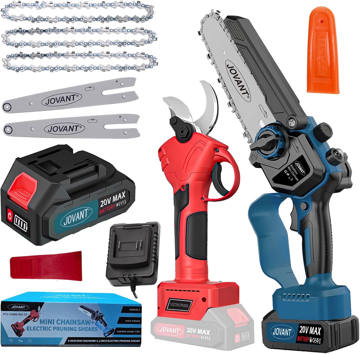 6" Electric Power Chainsaw, Electric Pruner for 1.2 inch Tree Trimming, 6 inch Battery Saw with 20V 4.0Ah Battery, Garden Power Tools for Tree Branches,Courtyard, Household