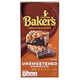 Baker's Unsweetened Chocolate Premium Baking Bar with 100 % Cacao (4 oz Box)