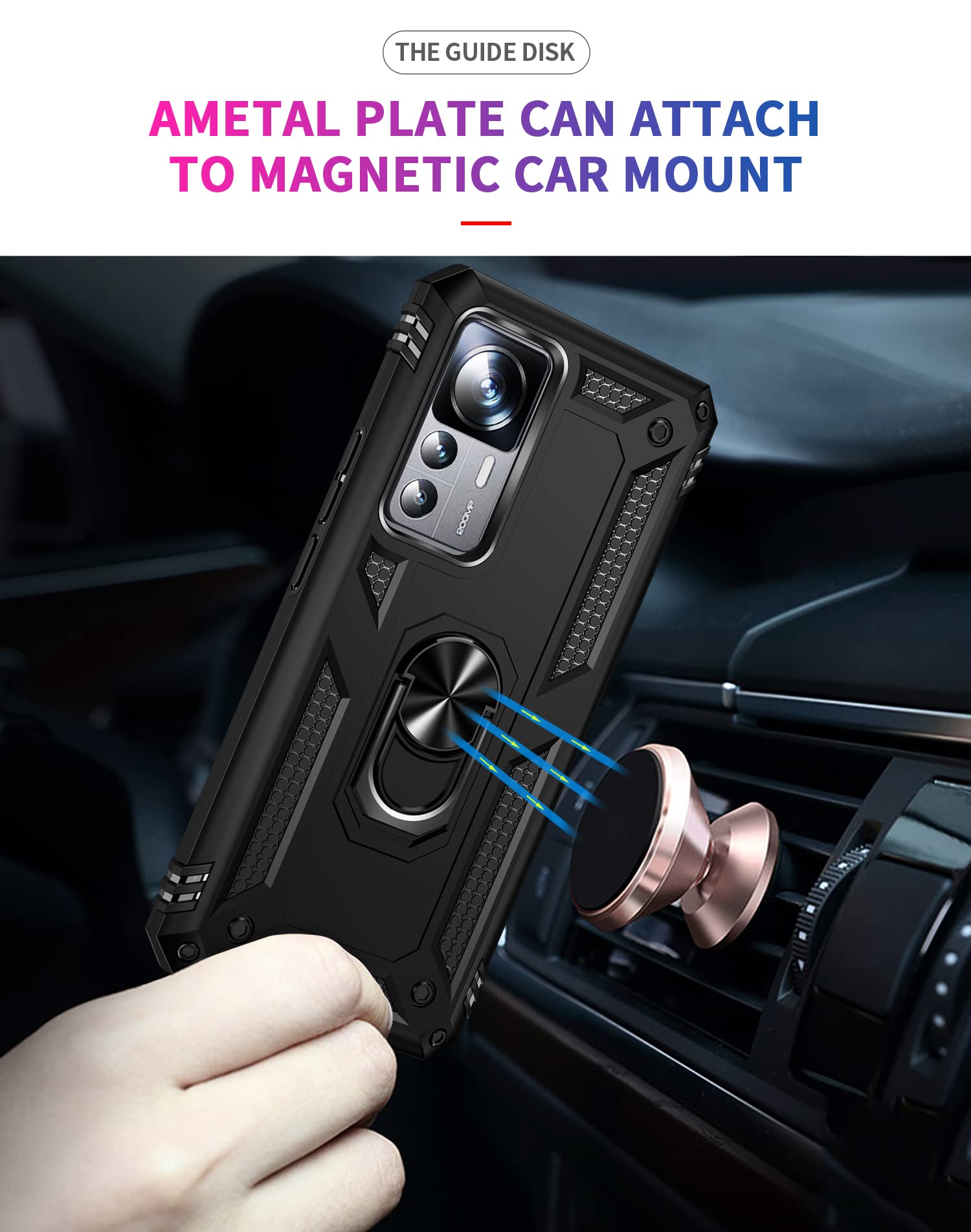 Custodia Xiaomi 12T Pro TPU PC - Anello Stand e Protezione Camera