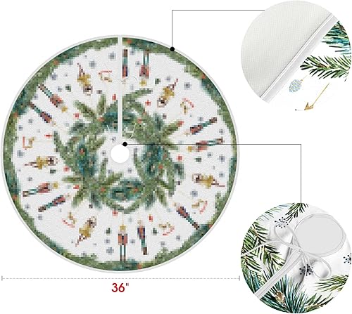 Miniatura 6 de AVOIN colorlife Holly - Falda de árbol de Navidad de cascanueces de 36 pulgadas, decoración de árbol de vacaciones de invierno