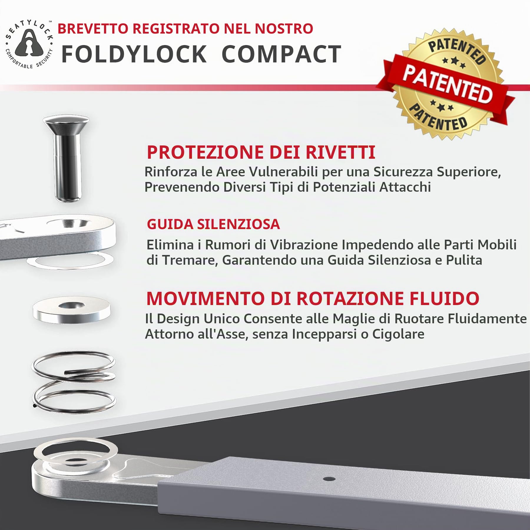FoldyLock Compact - Lucchetto pieghevole per bicicletta, vincitore del test brevettato, con chiave e supporto per alta sicurezza, leggero e sicuro per Ebike, e-scooter e monopattino, 85 cm