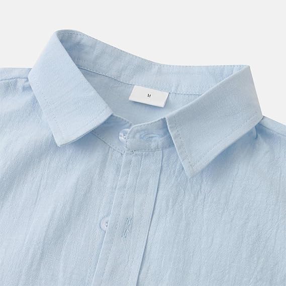 Short Sleeve Shirts Men's Shirt Summer Loose Cotton Blend Solid Button Fake Pocket Short Sleeve Shirt Tops