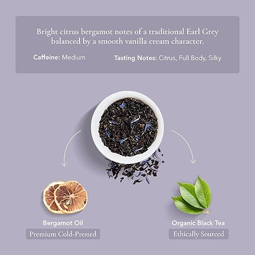 Vista 132 de Art of Tea Té orgánico Earl Grey Creme Lata de té artesanal de hojas sueltas de 2.5 onzas