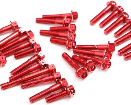 Autobahn88 Motorcycle Engine Bolt Dress-up Kit, Compatible with Honda Supercub C125 2020 Red Set of 23