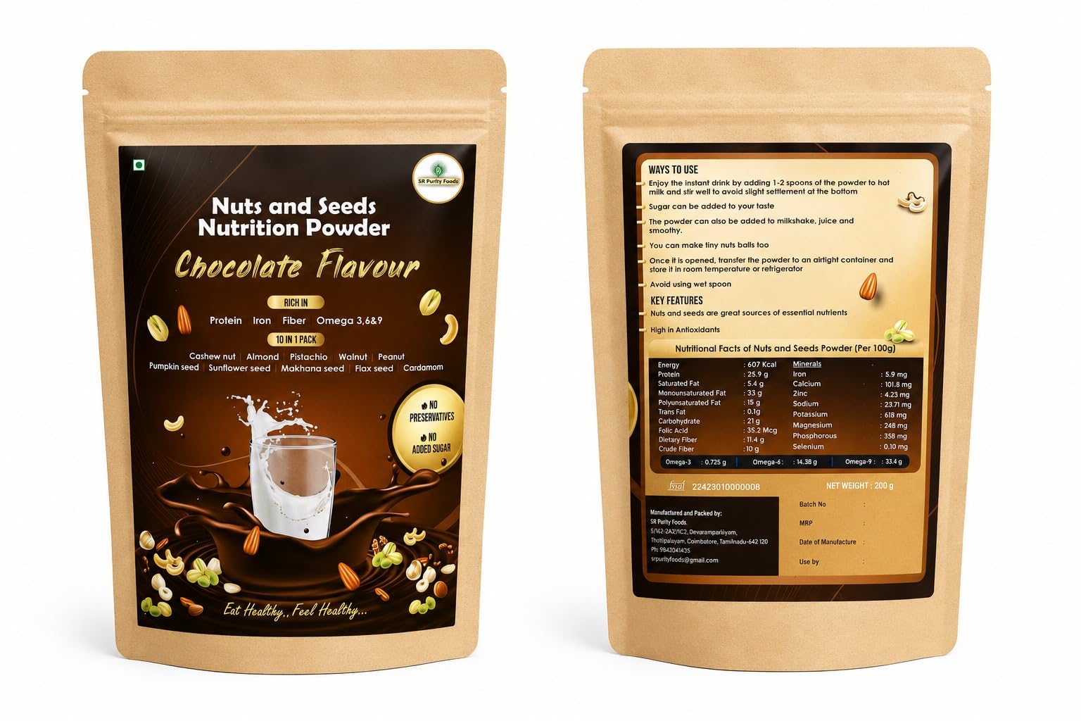 Nuts and Seeds Nutrition Powder Chocolate Flavour, 200g (Chocolate, 50, Grams, 1, pounds)-picture-11