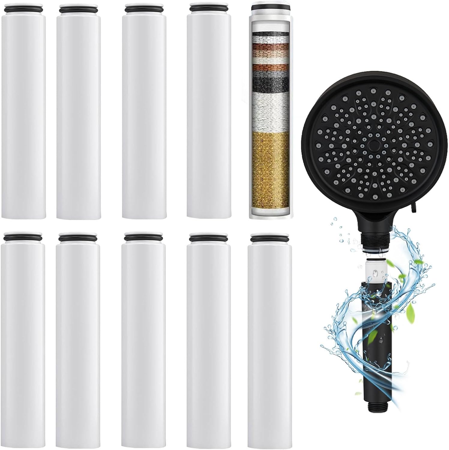 Shower Filter Cartridges Compatible with Cobbe, Water Softener Filters Beads, Eliminates Chlorine & Prevents Dry, Itchy Skin (10 count)