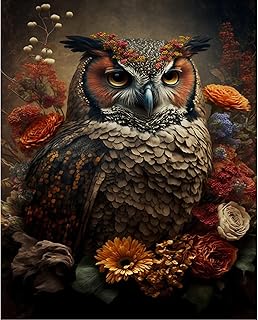 Ingooood Jigsaw Puzzle 1000 Pieces-Sneak Peek Series - Owl with Flowers - Entertainment Toys for Adult Special Graduation or Birthday Gift Home Decor