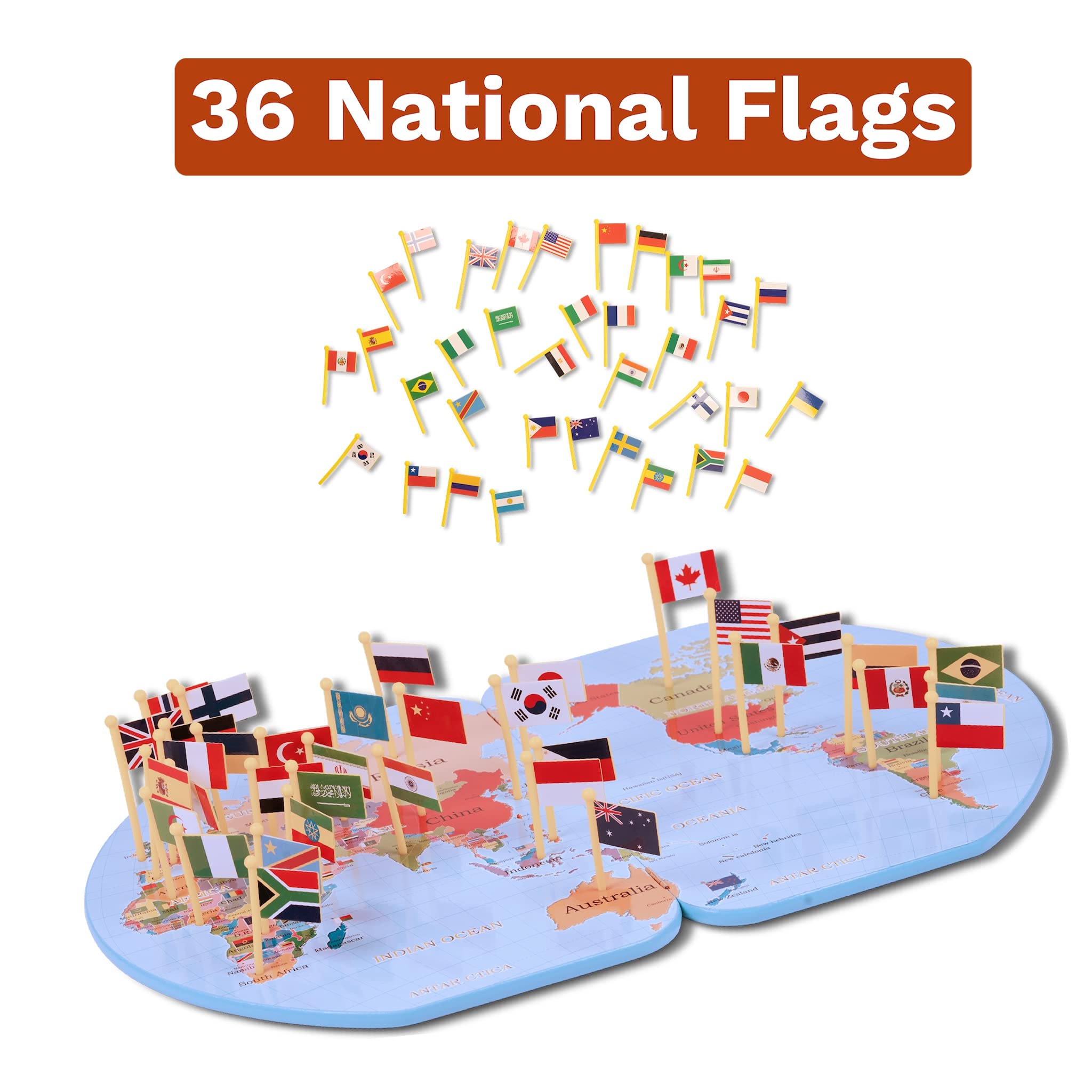 KAPV SINCE DAY ONE Fun Countries & Flags Game for Kids Wooden Foldable