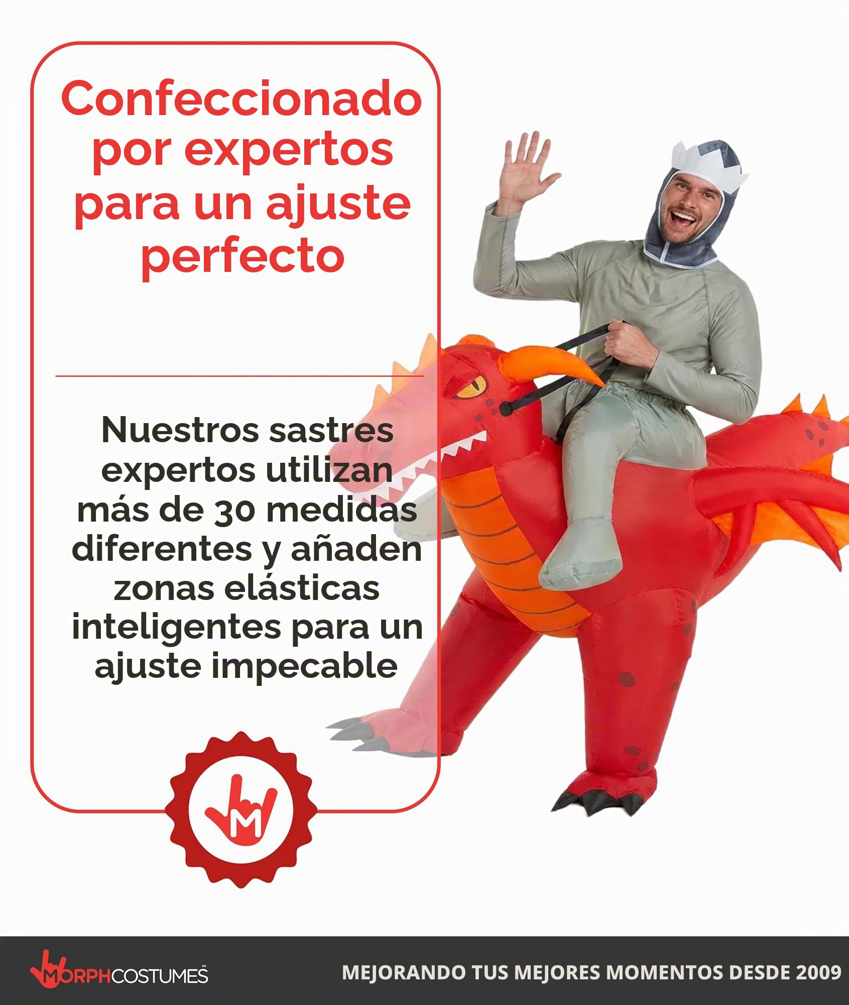Morph Disfraz Dragón Hinchable, Divertido Disfraz de Montar para Halloween, Perfecto para Fiestas y Eventos, Talla única