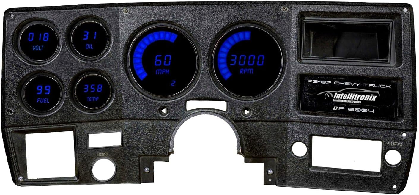 Intellitronix LED Digital Gauge Panel Compatible for Chevy Truck 1973-87 DP6004B (Blue)