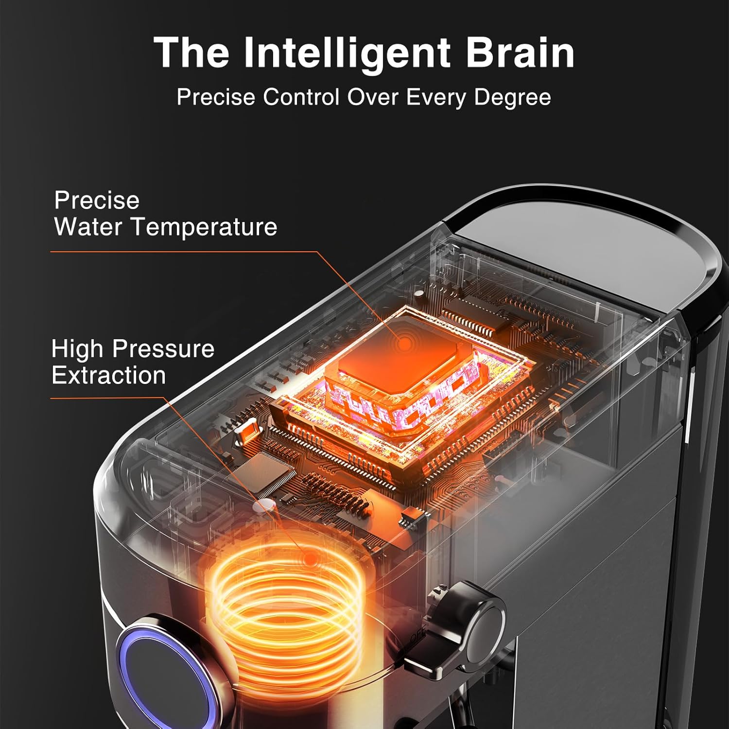 Crzoe Espresso Machine 20 Bar, Compact 1350W Espresso Maker with Steam Milk Frother, Semi-Automatic Coffee Machine, Fast Heating, for Cappuccino, Latte, 1.2L Removable Water Tank (Stainless Steel