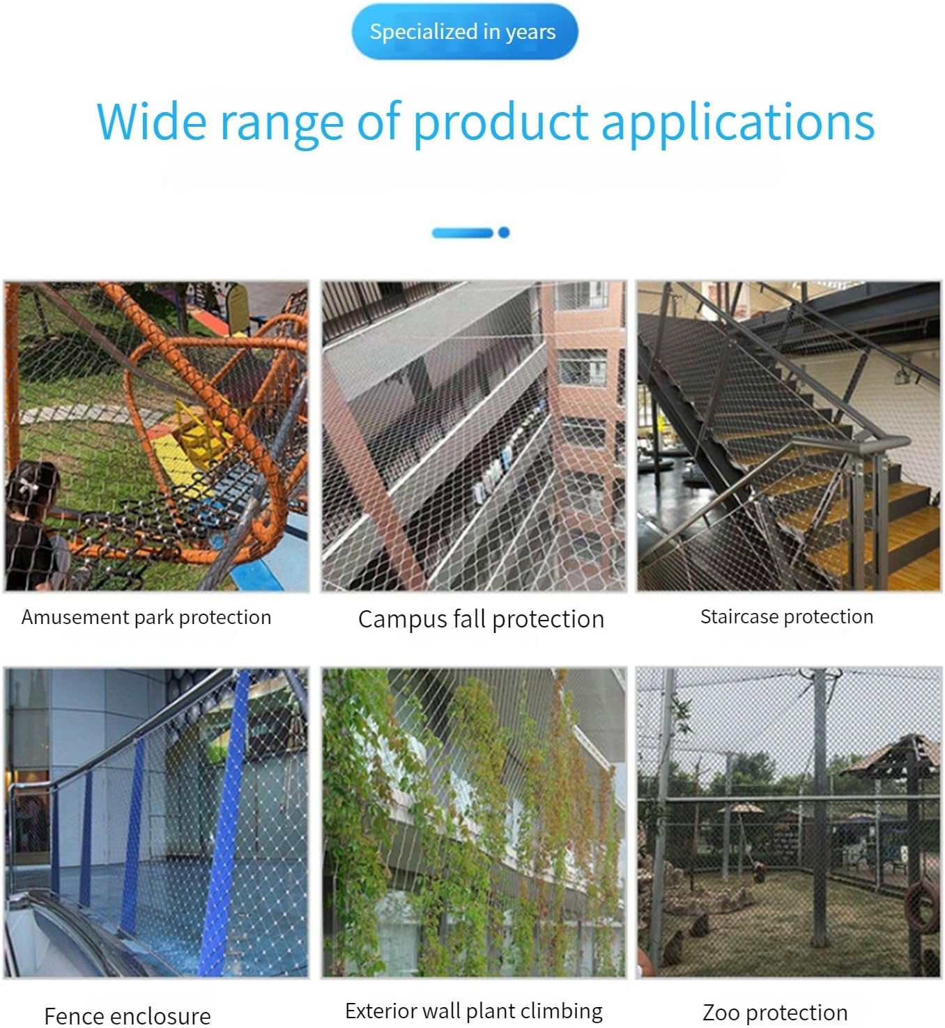 304 Stainless Steel Mesh Wire Netting 10cm Grid - Garden Climbing Plant SupportSafety Net Size 4x4m (13.1x13.1ft) 1.5mm Thickness