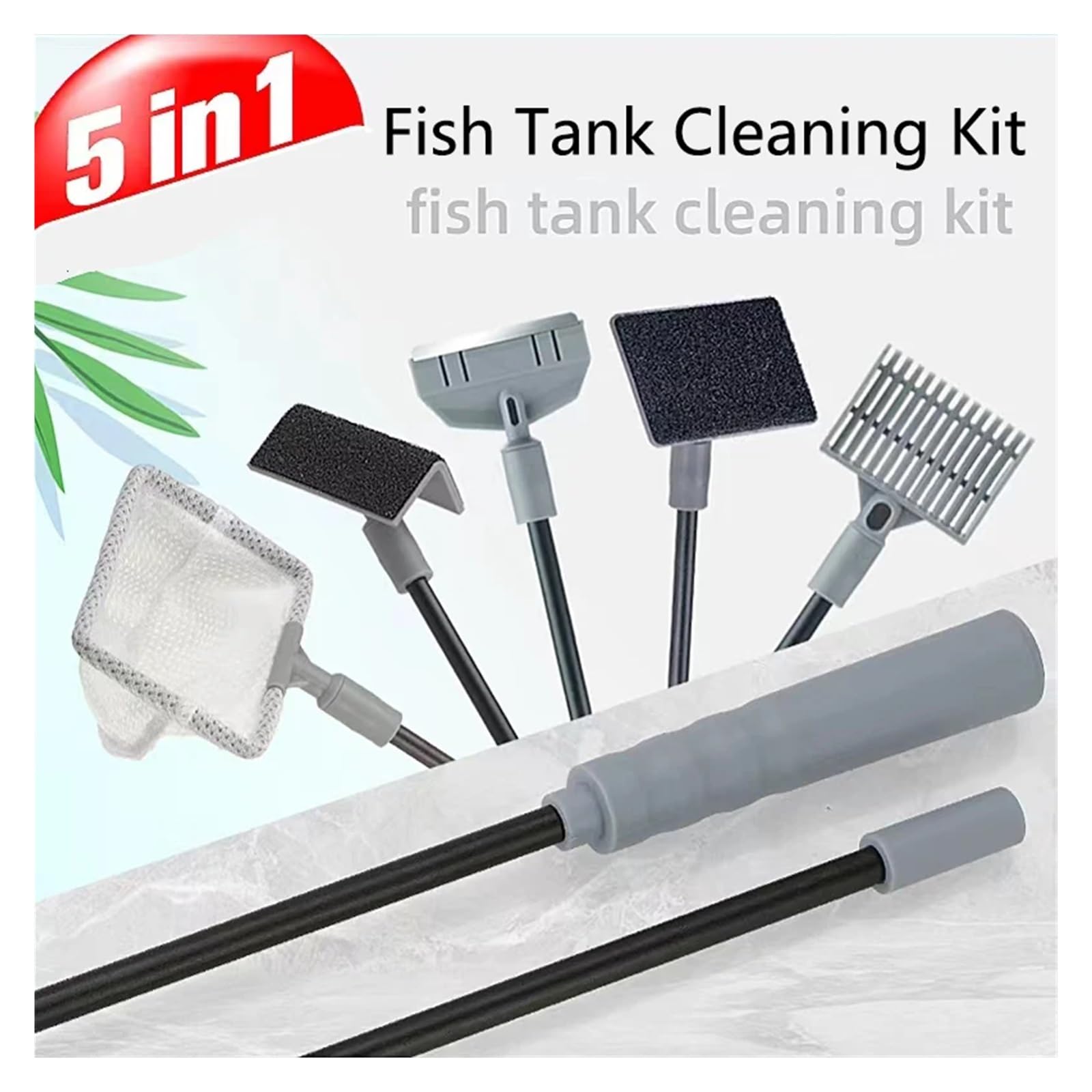 Pengchang Kit de Herramientas de Limpieza for Tanques de Peces de Acuario, Limpiador de Tanques de Algas, Limpiador de Acuario, rascador de Red for peceras, Accesorios de Esponja