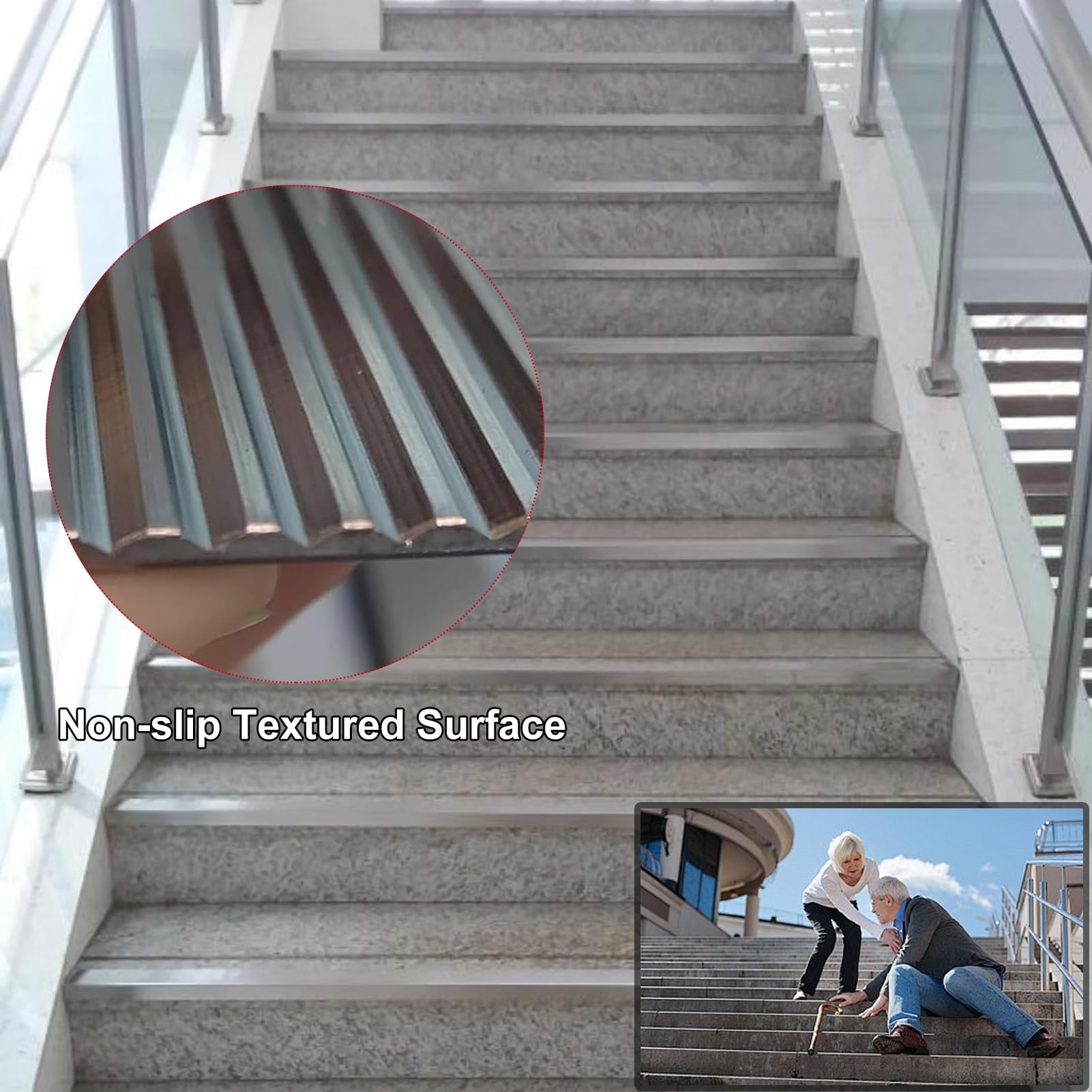 Profilo Angolare per Scale in Acciaio Inox, 100cm Profilo per Bordo Scalas Profilo per Gradini, Forma a L(80 mm x 30mm)