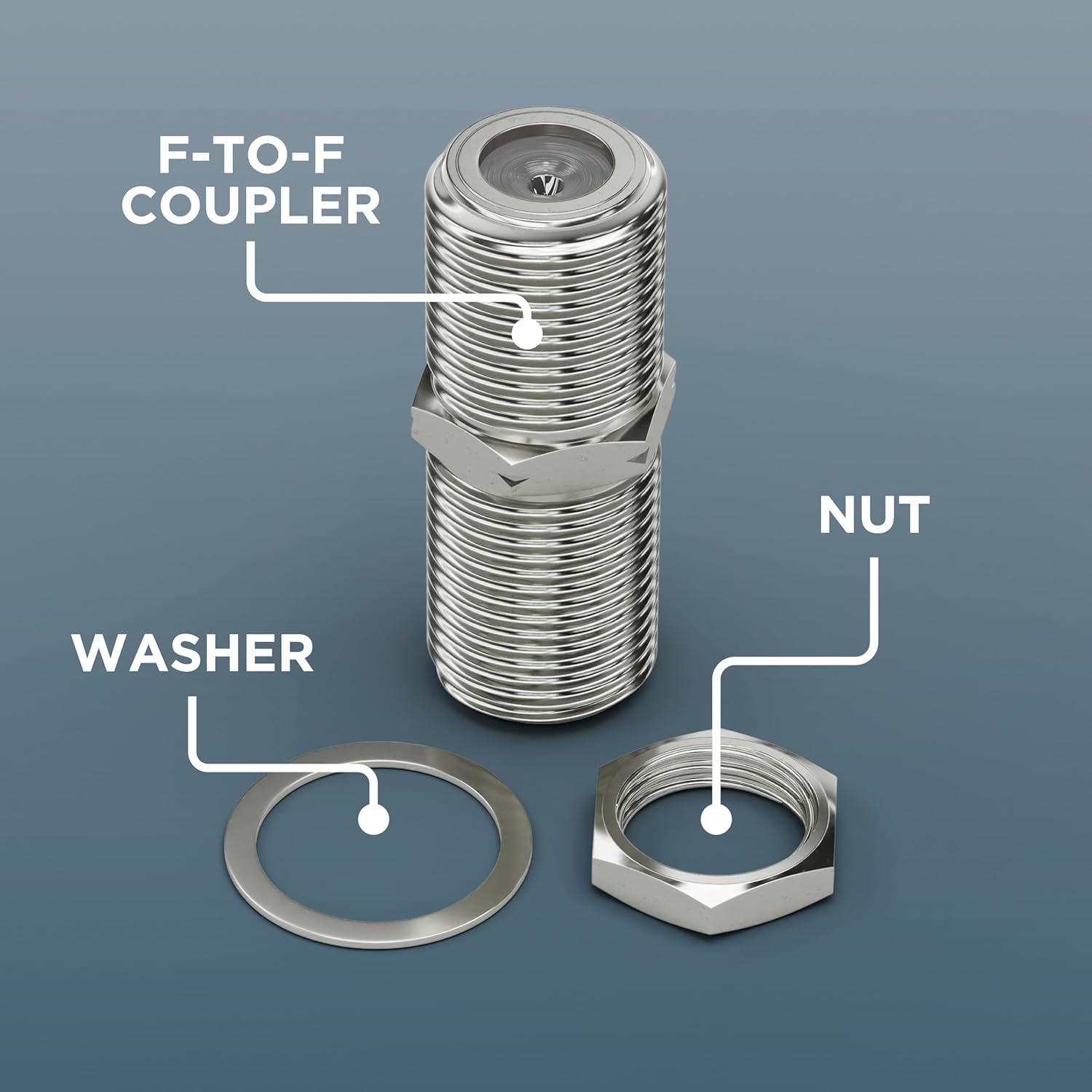THE CIMPLE CO Coaxial Cable Connectors with Nuts and Washers - Female-to-Female Coax Extenders Compatible with Wall Plates - F81 Barrel Couplers Splice 2 Coaxial Cables for TV, Satellite - 50 Pack