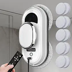 Robot Limpeza de vidro, robot inteligente de limpeza, poderosa de 5000 Pa | Limpeza automática, funcionamento com um só botão, proteção contra desligamento de 20 minutos