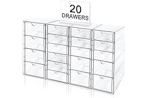 Acrylic Desktop Organizer with 20 Drawers for Makeup, Office Supplies, and More