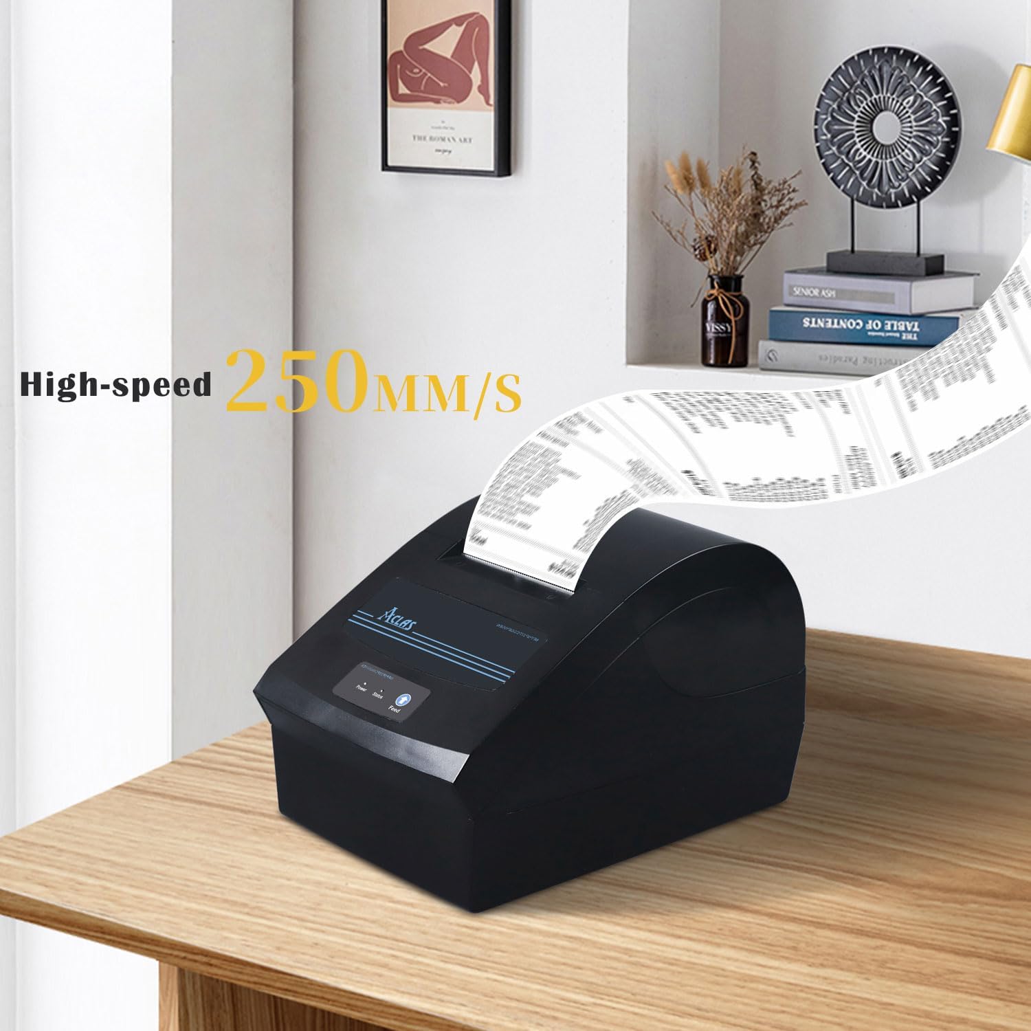 Aclas Thermal Receipt Printer 3 1/8 Inch, 150mm/s POS Printer with Auto Cutter & Cash Drawer Port, USB + Serial (D9), ESC/POS Compatible, Windows Only for Small Business Retail