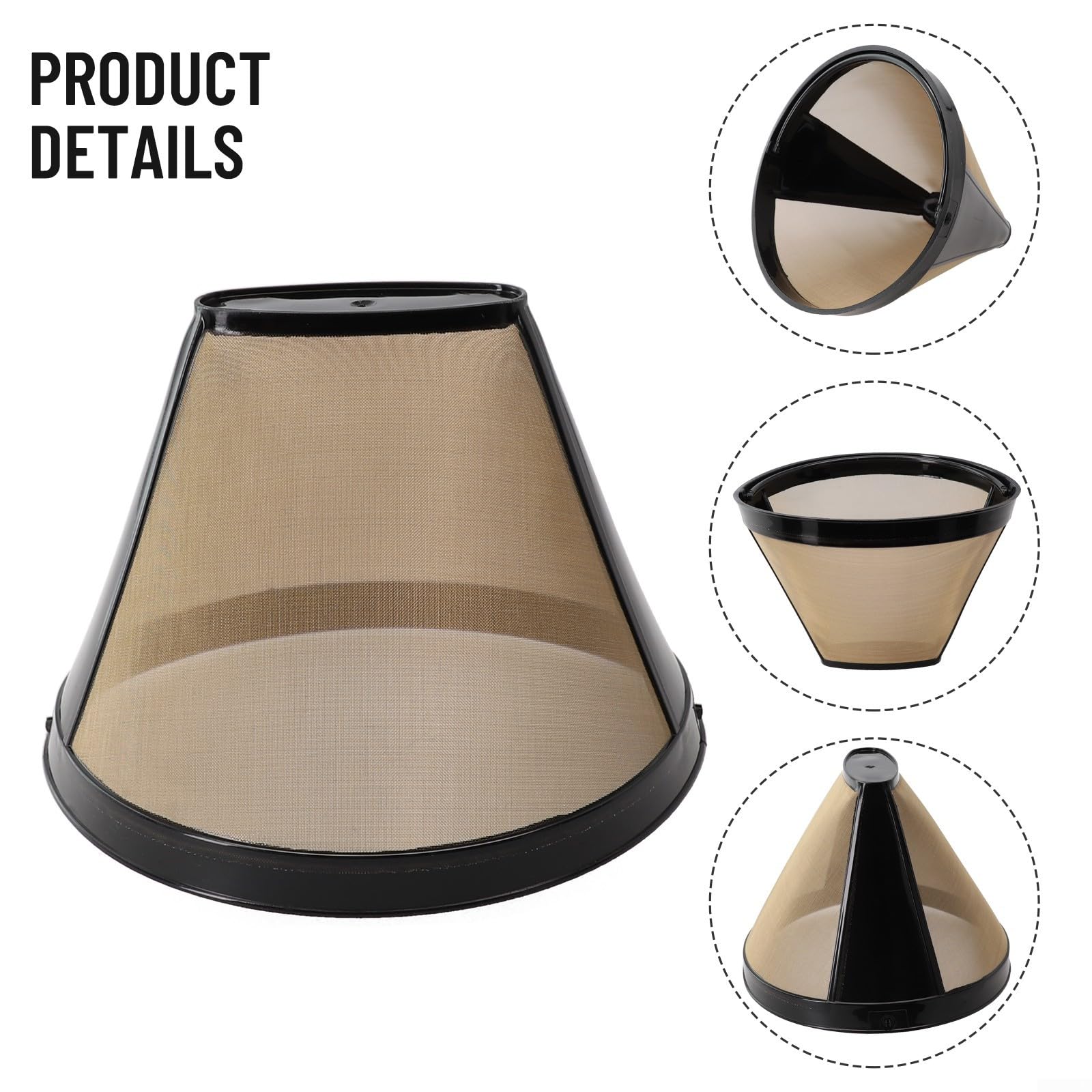 2 Filtri Caffè In Rete Metallica Con Maniglia - Riutilizzabili, A Cono, Per Macchine Caffè, Acciaio Inox - Foto 13