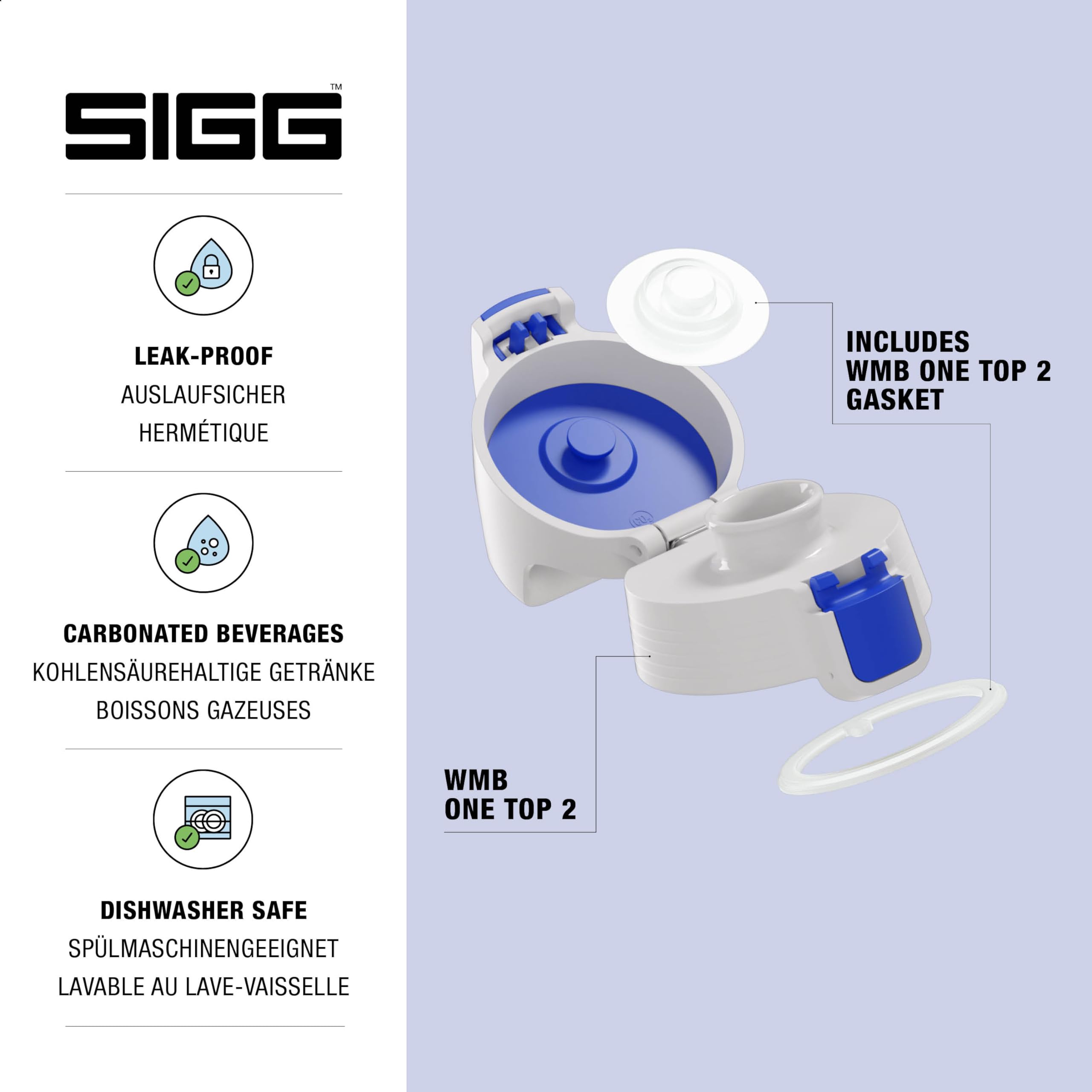 Sigg Set de joints pour bouchon WMB ONE Top 2 (taille unique), Pièce de rechange pour gourde, Anneau d'étanchéité pour bouchon rotatif hermétique
