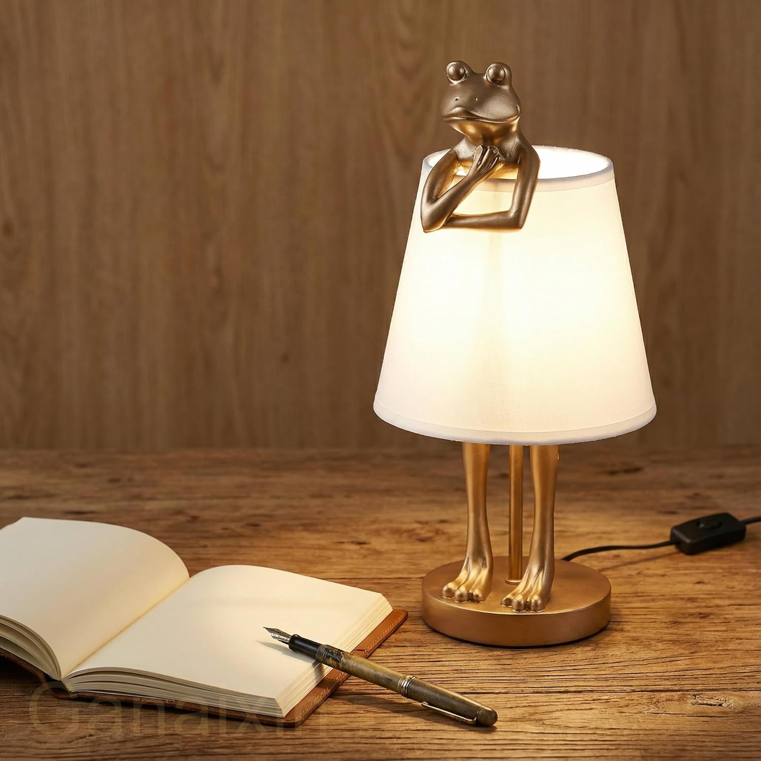 Frog Table Lamp, 12W Nightstand Lamp Led Table Lamp for Decorative/Bedroom, Desk Lamp E12 Base Candelabra Light Bulb, 3-Way Color Changing Warm, Cool, Daylight