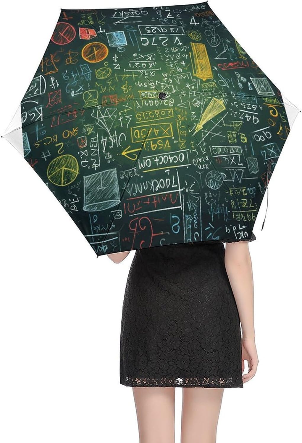 Math Question Umbrella, Strongest Windproof 5-Fold Travel Umbrellas, Premium Portable Folding Umbrella for Rain & Sun, Compact Umbrellas for Purse Backpack, Outdoor & Gifts