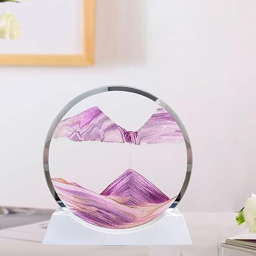 Miniatura 2 de Aoderun Arte de arena móvil de 12 pulgadas, movimiento líquido con luz, 3 colores cambiantes, arena en movimiento, imagen de arte redondo de vidrio