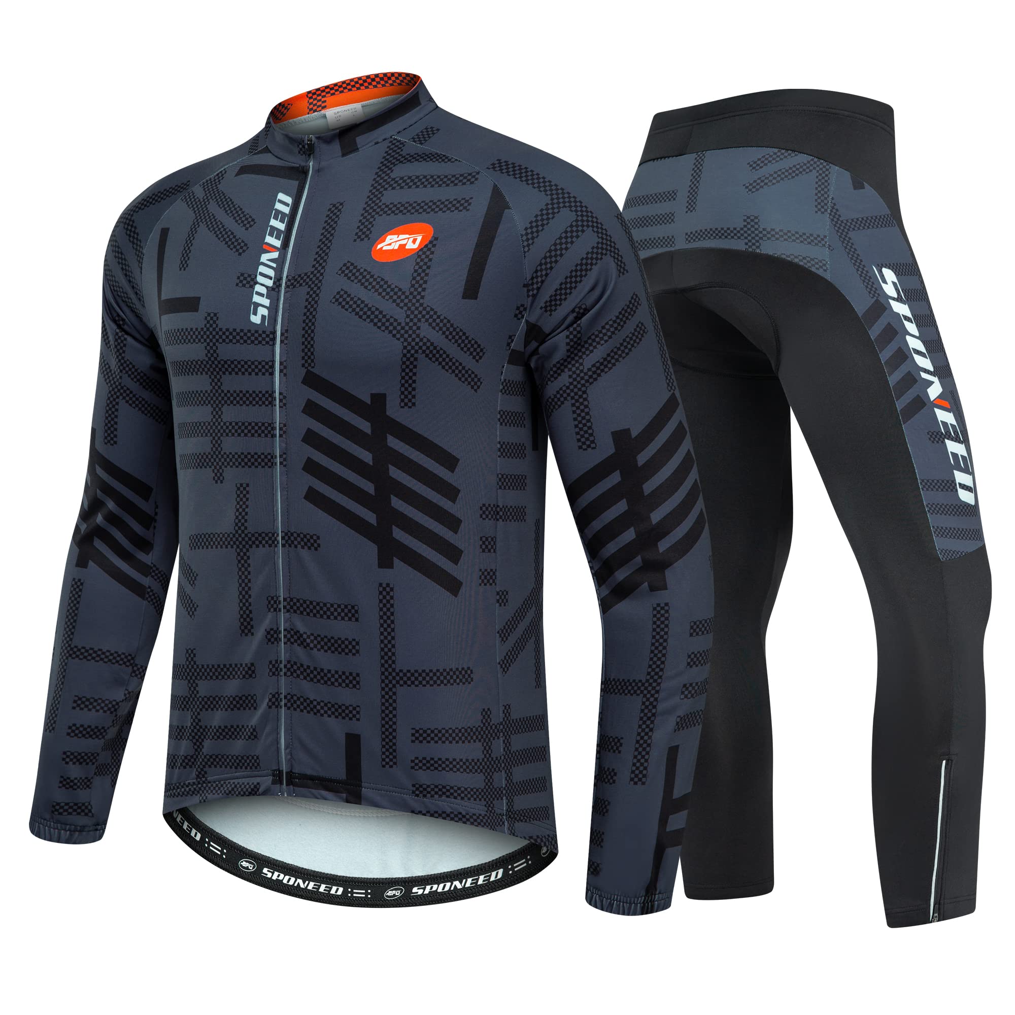 sponeed Men's Cycling Jersey Full Sleeve Riding Wear Long Sleeve T Shirts Pants