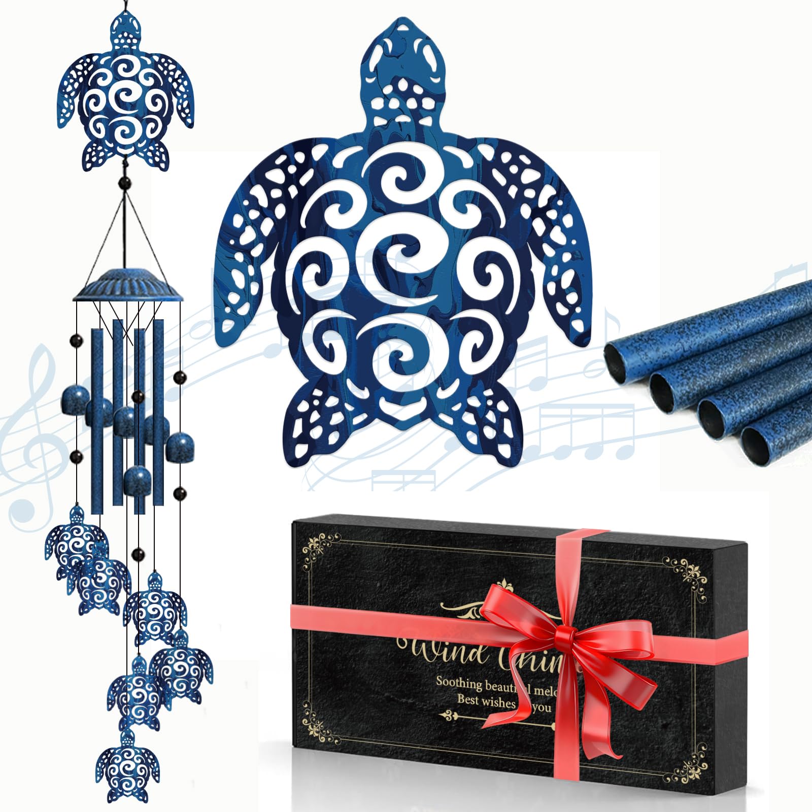 GLASSWINDS Sea Turtle Wind Chimes for Outside, Sea Turtle Gifts for Women, Memorial Wind Chimes Outdoors, Personalized Windchimes Unique, Yard Home Garden Decor, Gifts for Mom Neighbors Grandma