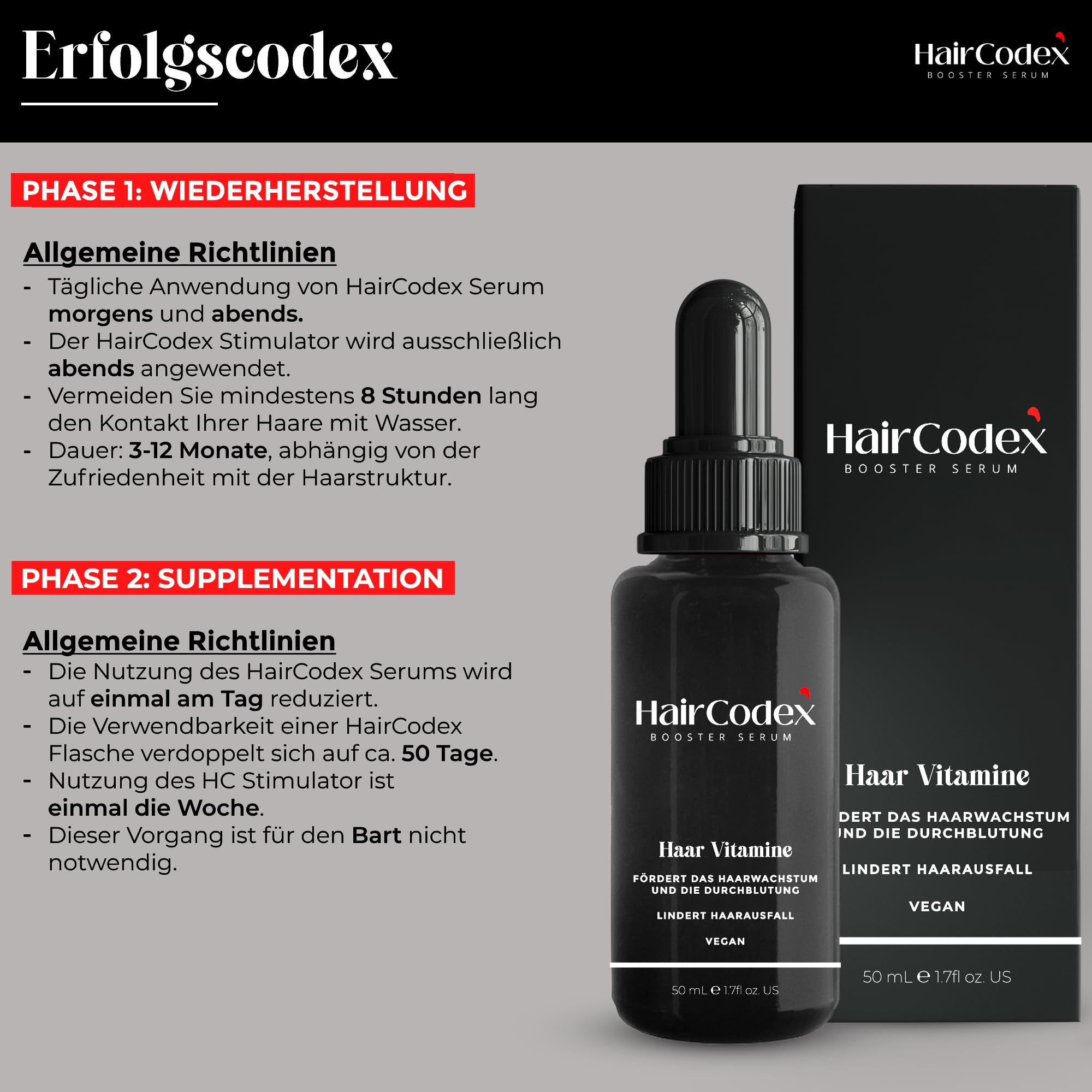 Booster Serum 3x 50ML Haarwuchsmittel mit Biotin und Keratin, 1x HC Stimulator Dermaroller für Haare oder Bart, Erblich Bedingten Haarausfall, 150 ml