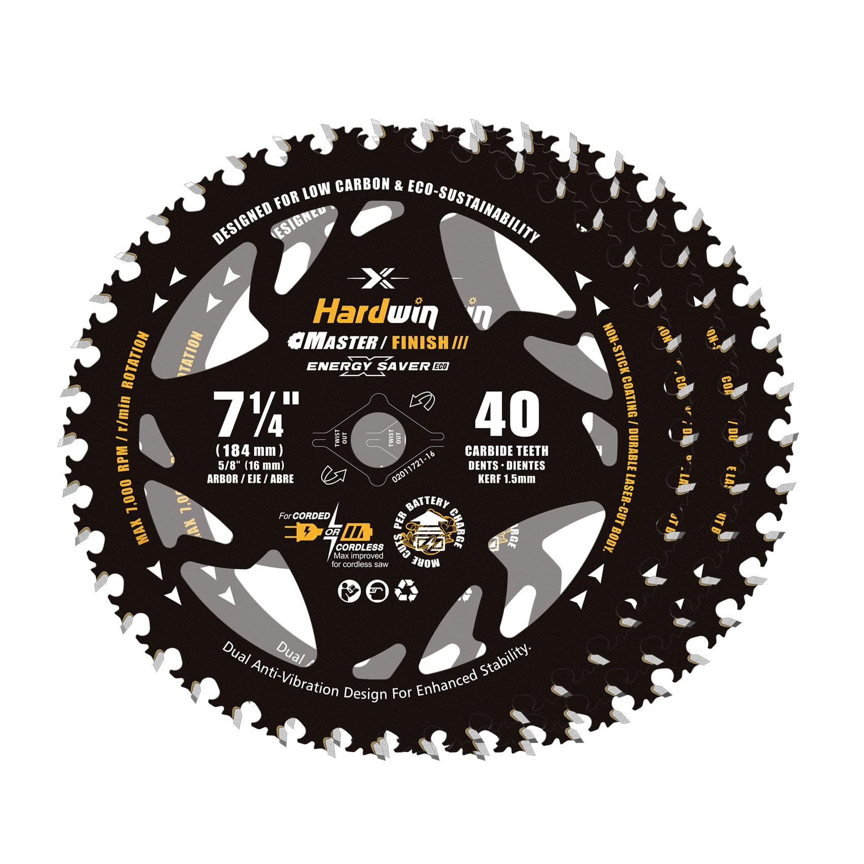 HardWin 7 1/4 Inch Framing Circular Saw Blade-3Pack, 40T ATB Carbide Teeth, Lightweight for Cordless Saws. Super Thin Kerf for Cutting Wood, Plywood,