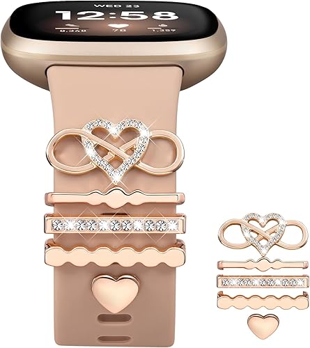 Miniatura 10 de Ouwegaga Compatible con Fitbit Versa 4 Bandas para Mujer/Sense 2/Sense/Versa 3 Bandas, Correa Deportiva de Silicona Suave con 5 Piezas de Anillos