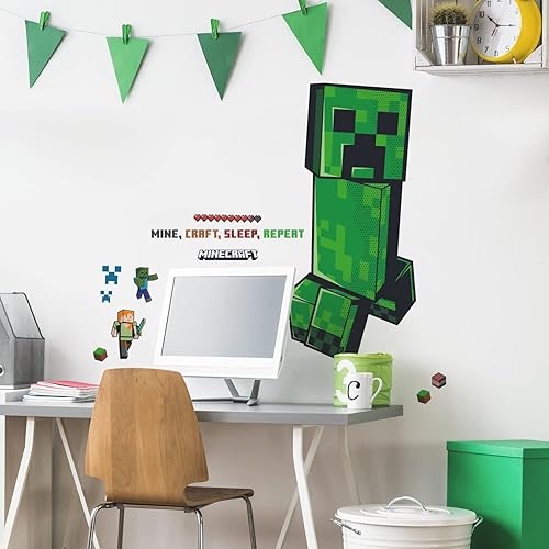 RoomMates RMK5360GM Minecraft Creeper - Calcomanías de pared gigantes color verde negro marrón rojo naranja RoomMates RMK5360GM Minecraft Creeper - Calcomanías de pared gigantes color verde negro marrón rojo naranja