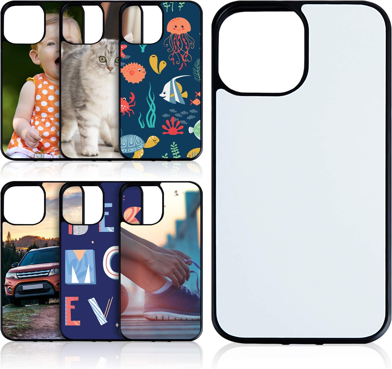 Konohan 6 Pieces Sublimation Blank Phone Case Cover Blank Printable Phone Case for DIY Customize Heat Press Rubber Protective Case(Compatible with iPhone 12 Pro Max)