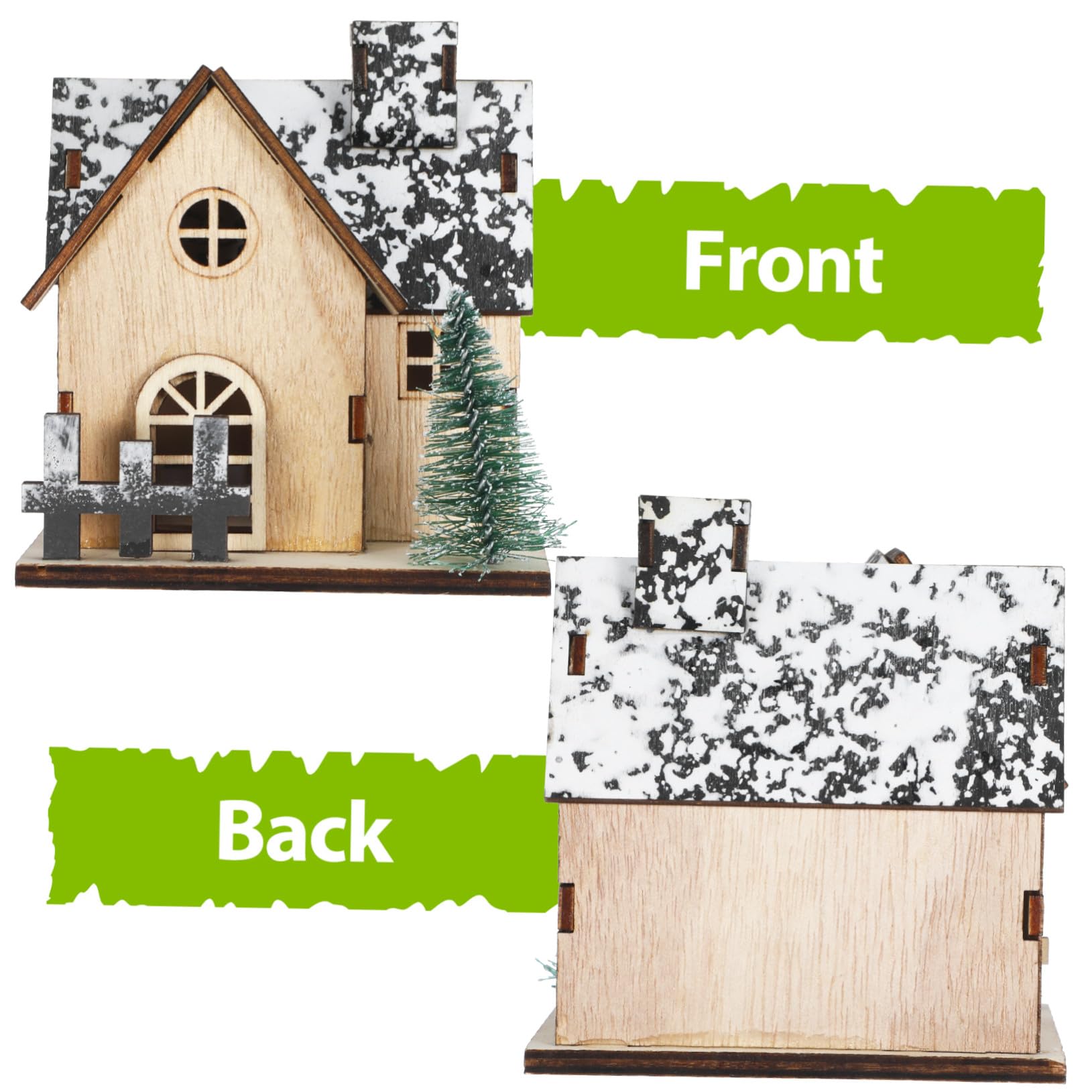 ibasenice 3pezzi Casetta di Natale in Legno Luci LED Villaggio di Natale Decorativo Set di Case in Legno per Casa Accessori Natalizi Decorazioni
