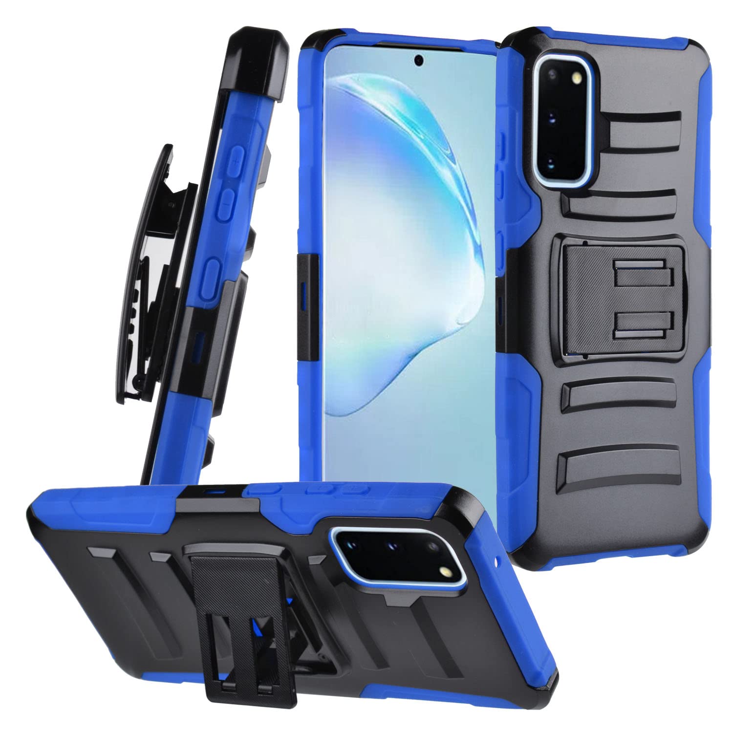 Eaglecell - for Samsung Galaxy S20 6.2" (SM-G980) - Shockproof Phone Case w/Belt Clip Holster - CV1 Blue