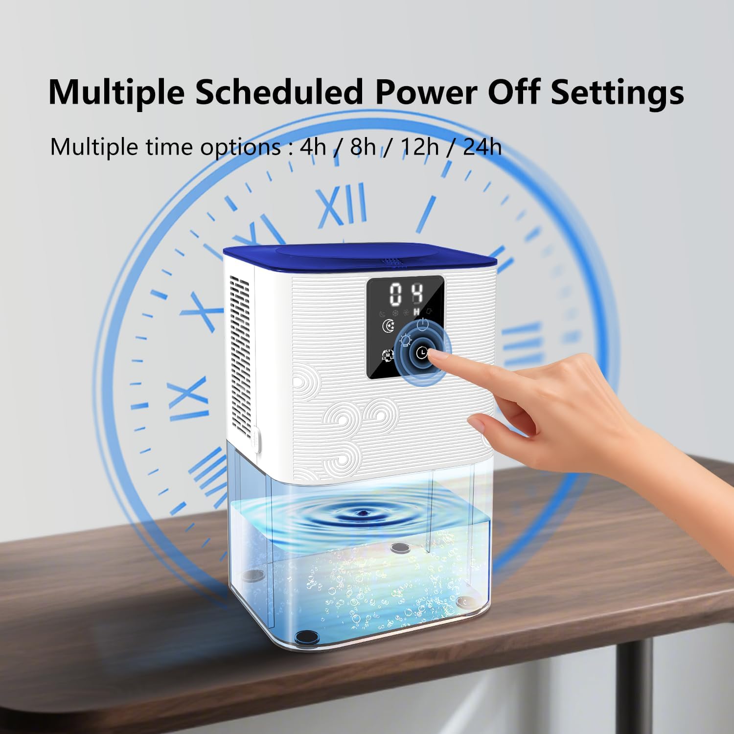 Dehumidifiers for Home,with 105 OZ Water Tank (1000 Sq Ft), Quiet Dehumidifier for Bedroom, Basement, Bathroom, with Auto Shut Off, 7 Colors LED Light (White)