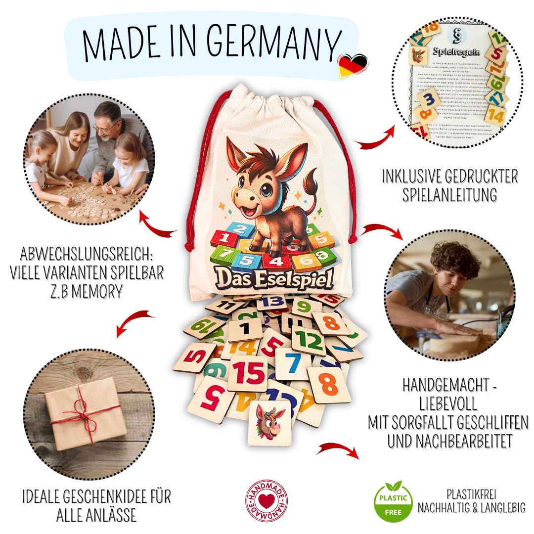 Mutou Das Eselspiel 2.0 ECKIG 121 Teile Holz Familienspiel Lernspiel