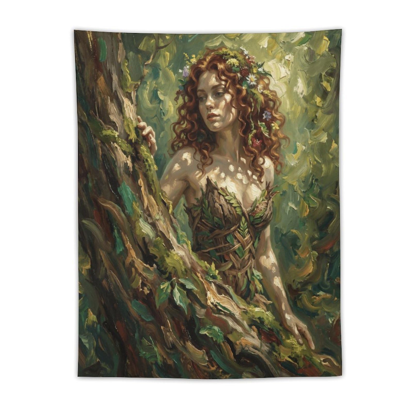W7C8U2X3 Forest Goddess Tree Nymph Wall Tapestry, College Dorm