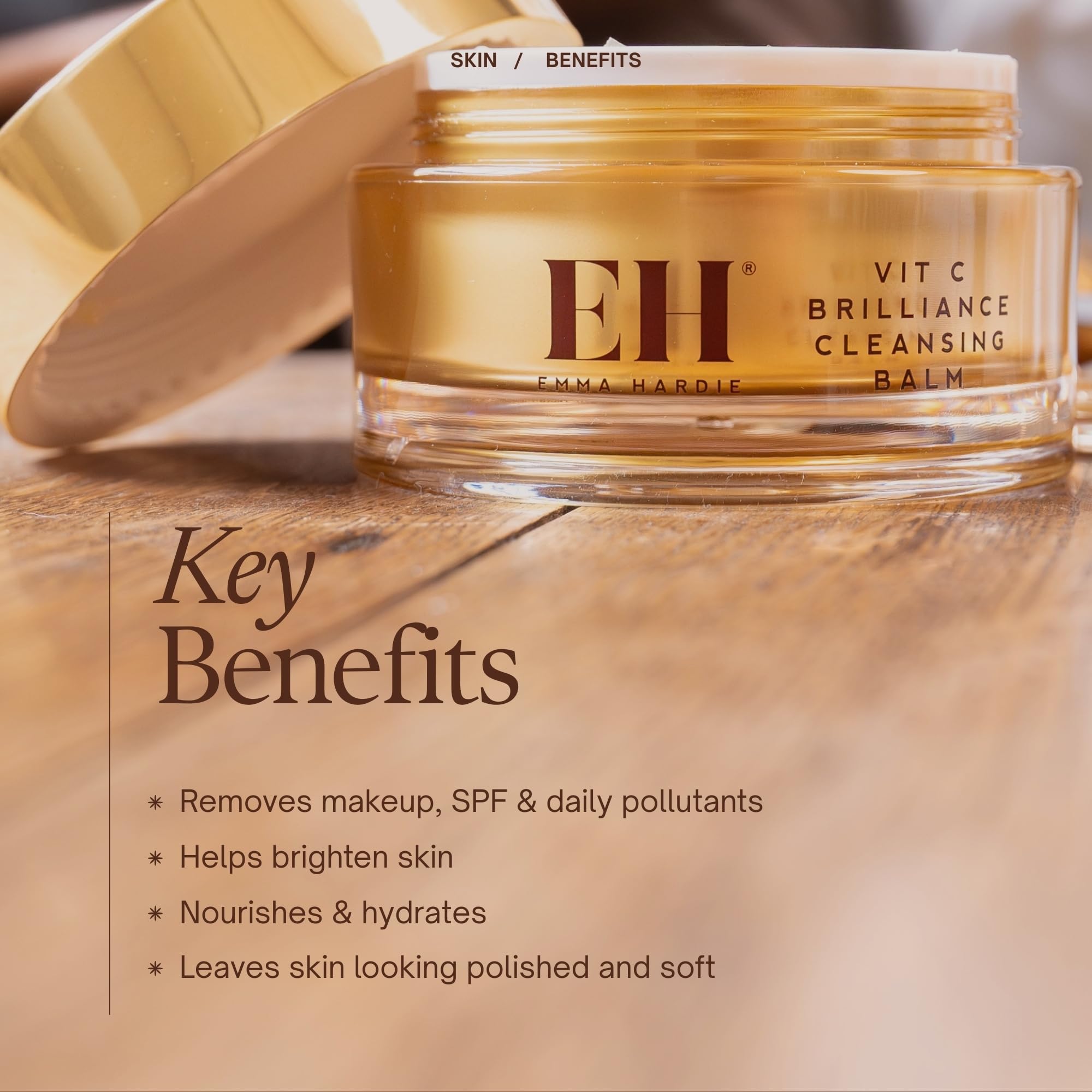 Emma Hardie Balsamo detergente alla vitamina C Brilliance (100 g), detergente illuminante e illuminante con vitamina C, olio di semi di mirtillo rosso e vitamina E, deterge profondamente, idrata e