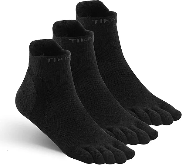 TikMox Athletic Toe Socks, Five Finger Ankle Socks for Men/Women, CoolMax Moisture-Wicking, Arch Support, Cushioned & Elastic, High Performance