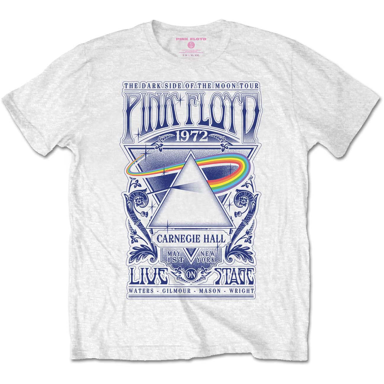 Pink Floyd Men's White T Shirt Carnegie Hall Poster Band Logo Official Unisex Xxxxl
