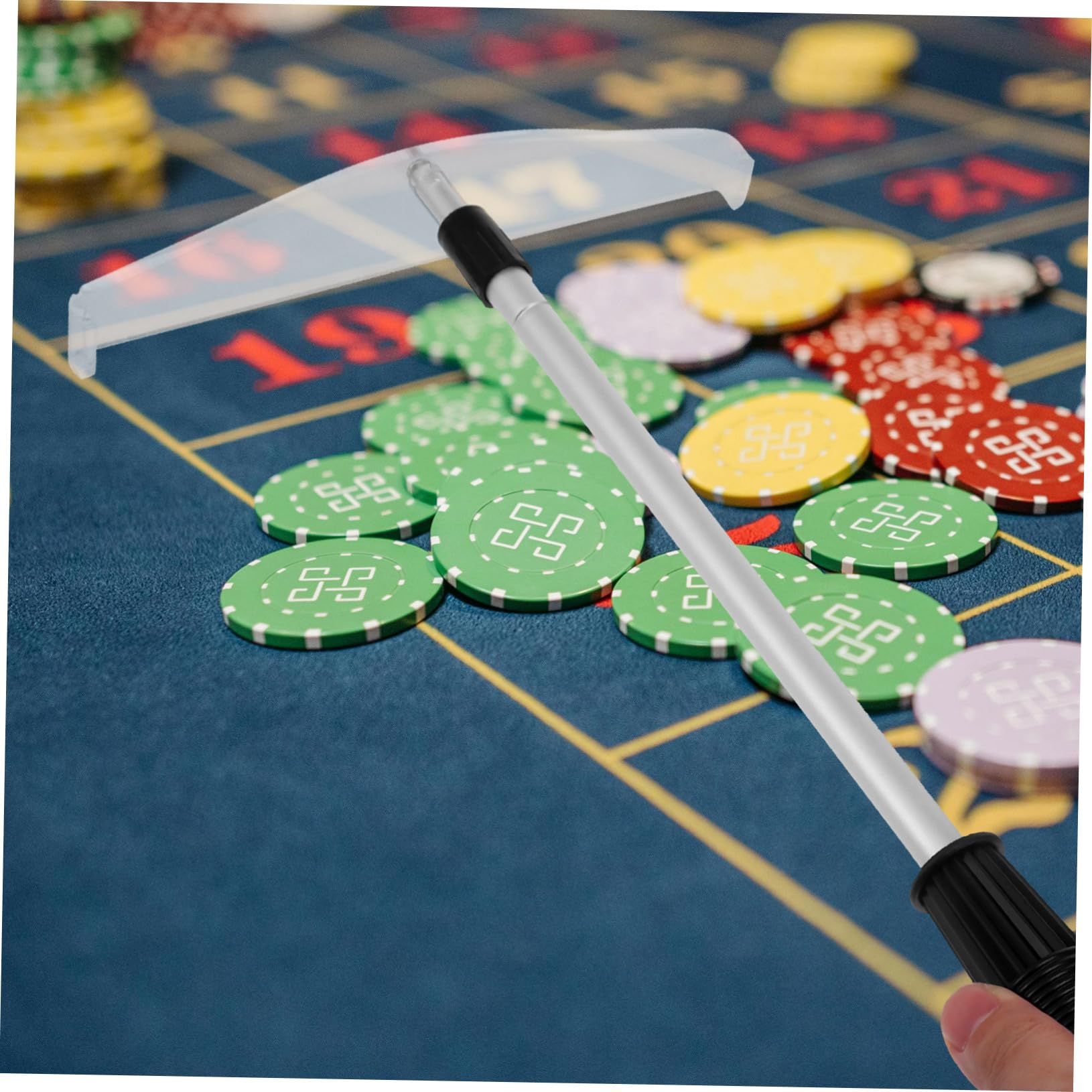 FAVOMOTO Abs Metal Poker Chip Rake Telescopic Rake for Poker Chips Compact Design